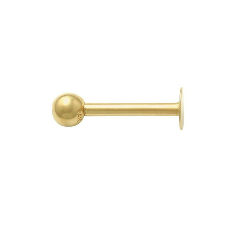 14K REAL Solid Gold Sphere Ball Labret Ear Post Stud Earring Body Jewelry 16G